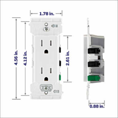 Decora Lever Edge 15 Amp / 20 Amp Tamper-Resistant Duplex Outlet, White