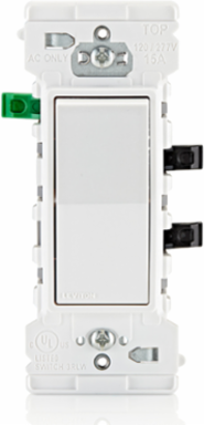 Lever Edge 15 Amp Rocker Switch, White, Thermoplastic, 120/277VAC
