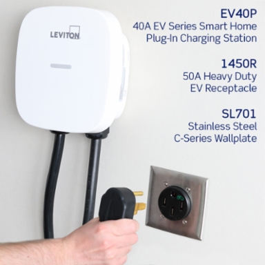40 Amp Level 2 Electric Vehicle Charging Station With Wi-Fi, Works with My Leviton App, Plug-In