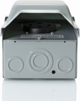 50A Weather-Resistant EV Charging Outlet with Outdoor Weatherproof Metal Cover, Surface Mount