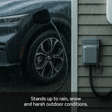 50A Weather-Resistant EV Charging Outlet with Outdoor Weatherproof Metal Cover, Surface Mount