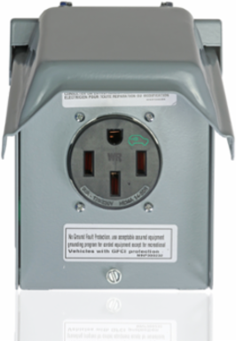50A Weather-Resistant EV Charging Outlet with Outdoor Weatherproof Metal Cover, Surface Mount