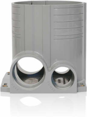 2-Gang Concrete Floor Box System, 6.25 Inch PVC, Data Hub 2 Inch, Power Hub 1.25 Inch