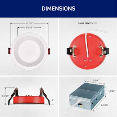 Fire-Rated Baffle Slim Downlight with Selectable CCT, 4-inch Round Aperture
