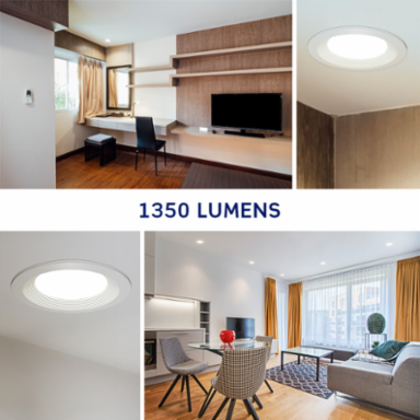 Fire-Rated Baffle Slim Downlight with Selectable CCT, 6-inch Round Aperture