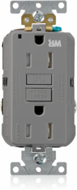 SmartlockPro GFCI Receptacle 15 Amp, Weather & Tamper-Resistant, Gray
