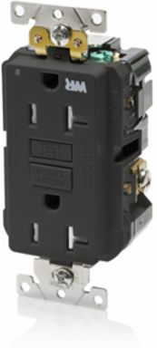 SmartlockPro GFCI Duplex Receptacle, 20 Amp, 125 Volt, Extra Heavy-Duty, Weather Resistant, Black