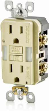 15 Amp Self-Test Tamper-Resistant GFCI Outlet with Guide Light, 125 VAC
