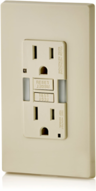 15 Amp Self-Test Tamper-Resistant GFCI Outlet with Guide Light, Light Almond