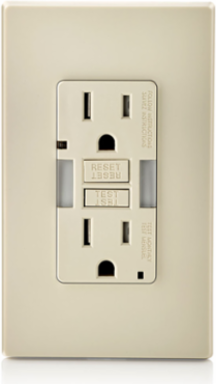 15 Amp Self-Test Tamper-Resistant GFCI Outlet with Guide Light, Light Almond
