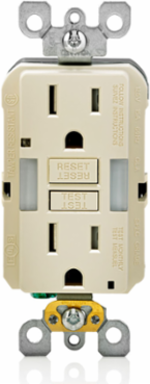 15 Amp Self-Test Tamper-Resistant GFCI Outlet with Guide Light, Light Almond