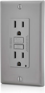 15 Amp Self-Test GFCI Outlet, Color Gray, with LED Indicator Light