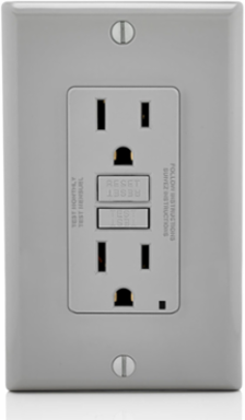 15 Amp Self-Test GFCI Outlet, Color Gray, with LED Indicator Light