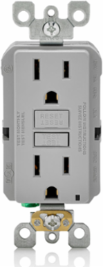 15 Amp Self-Test GFCI Outlet, Color Gray, with LED Indicator Light