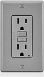 15 Amp Self-Test GFCI Outlet, Color Gray, with LED Indicator Light