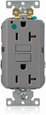 20 Amp SmartlockPro GFCI Duplex Receptacle, Hospital Grade, Gray, 125 Volt