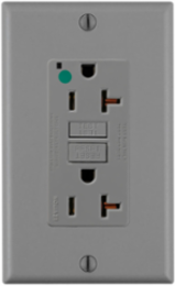 20 Amp SmartlockPro GFCI Duplex Receptacle, Hospital Grade, Gray, 125 Volt