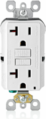 20 Amp Self-Test GFCI Outlet with LED Indicator, NEMA 5-20R, Back & Side Wired