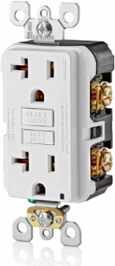 20 Amp Self-Test GFCI Outlet with LED Indicator, NEMA 5-20R, Back & Side Wired