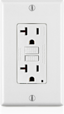 20 Amp Self-Test GFCI Outlet with LED Indicator, NEMA 5-20R, Back & Side Wired
