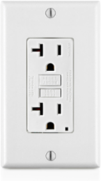 20 Amp Self-Test GFCI Outlet with LED Indicator, NEMA 5-20R, Back & Side Wired