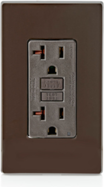20 Amp Self-Test GFCI Outlet with LED Indicator Light, Brown, 125 VAC, 10KA