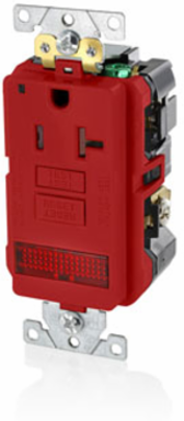 20 Amp GFCI Receptacle Outlet, Tamper-Resistant, Pilot Light, Red