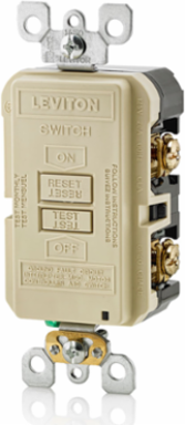 20 Amp Self-Test GFCI Receptacle, 125 Volt with LED Indicator, Ivory