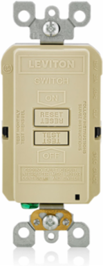 20 Amp Self-Test GFCI Receptacle, 125 Volt with LED Indicator, Ivory