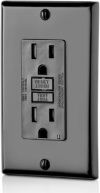 15 Amp Tamper-Resistant GFCI Outlet with LED Indicator, Self-Test & Black