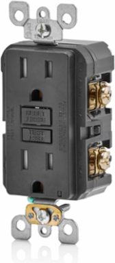 15 Amp Tamper-Resistant GFCI Outlet with LED Indicator, Self-Test & Black