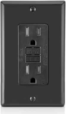 15 Amp Tamper-Resistant GFCI Outlet with LED Indicator, Self-Test & Black