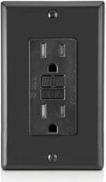 15 Amp Tamper-Resistant GFCI Outlet with LED Indicator, Self-Test & Black