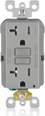 20 Amp Self-Test Tamper-Resistant GFCI Outlet, Gray, 125 Volt, Monochromatic