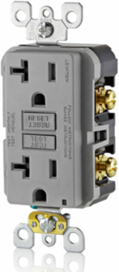 20 Amp Self-Test Tamper-Resistant GFCI Outlet, Gray, 125 Volt, Monochromatic