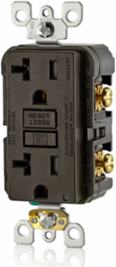 20 Amp Self-Test Tamper-Resistant GFCI Outlet, 125 Volt, Brown