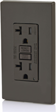 20 Amp Self-Test Tamper-Resistant GFCI Outlet, 125 Volt, Brown