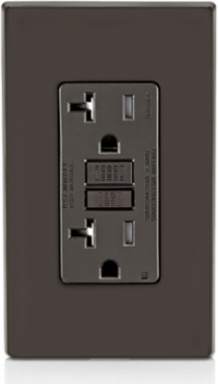 20 Amp Self-Test Tamper-Resistant GFCI Outlet, 125 Volt, Brown