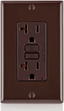 20 Amp Self-Test Tamper-Resistant GFCI Outlet, 125 Volt, Brown
