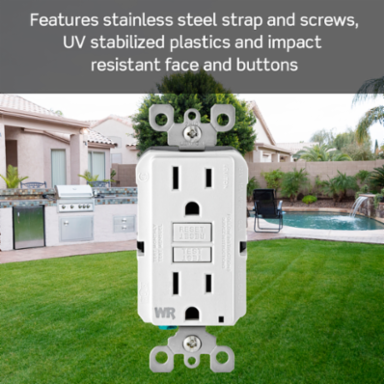 Weather-Resistant GFCI Outlet 15 Amp, Self-Test, Black