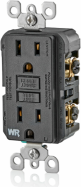 Weather-Resistant GFCI Outlet 15 Amp, Self-Test, Black