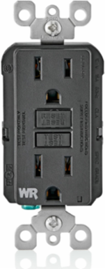 Weather-Resistant GFCI Outlet 15 Amp, Self-Test, Black