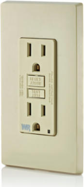 15 Amp, 125 Volt Receptacle/Outlet, 20 Amp Feed-Through, Self-test SmartlockPro Slim Weather-Resistant GFCI, Monochromatic, back and side wired, wallplate/faceplate sold separately - Ivory