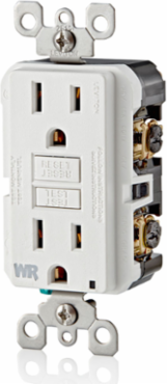 15 Amp Weather-Resistant GFCI Outlet with Self-Test, LED Indicator Light, White