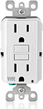 15 Amp Weather-Resistant GFCI Outlet with Self-Test, LED Indicator Light, White
