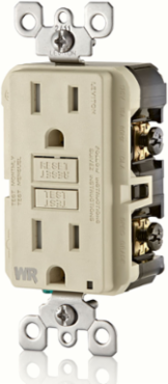 15 Amp Slim GFCI Weather-Resistant Outlet, Self Test, Tamper-Resistant with LED Indicator Light