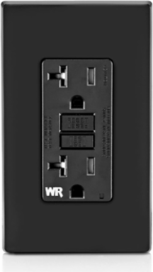 20 Amp Weather-Resistant GFCI Outlet, Tamper-Resistant, Self-Test, Black