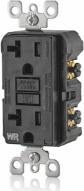 20 Amp Weather-Resistant GFCI Outlet, Tamper-Resistant, Self-Test, Black