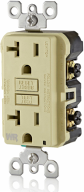 20 Amp Self-Test Weather-Resistant GFCI Outlet, Tamper-Resistant, Ivory