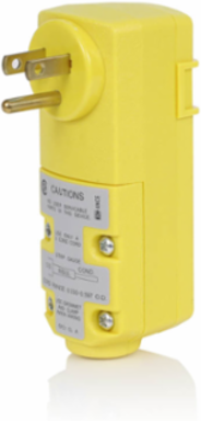15 Amp Rainproof Right Angle GFCI Plug, Self-Test, Manual Reset